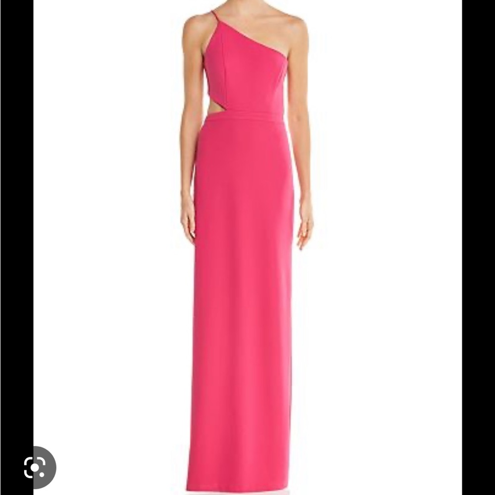 Aidan by Aidan Mattox one shoulder pink gown